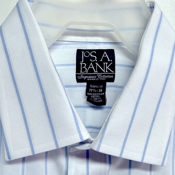 Jos a Banks White Blue Pocket French Long Sleeve Dress Shirt Size 17.50 - Picture 5 of 8